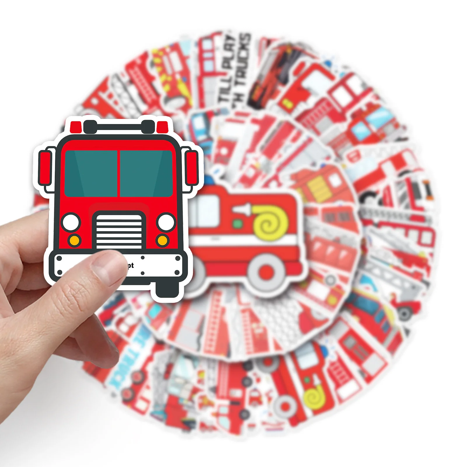 Laptop Original Accessories - 50PCS Fire Truck Vinyl Stickers, Creative