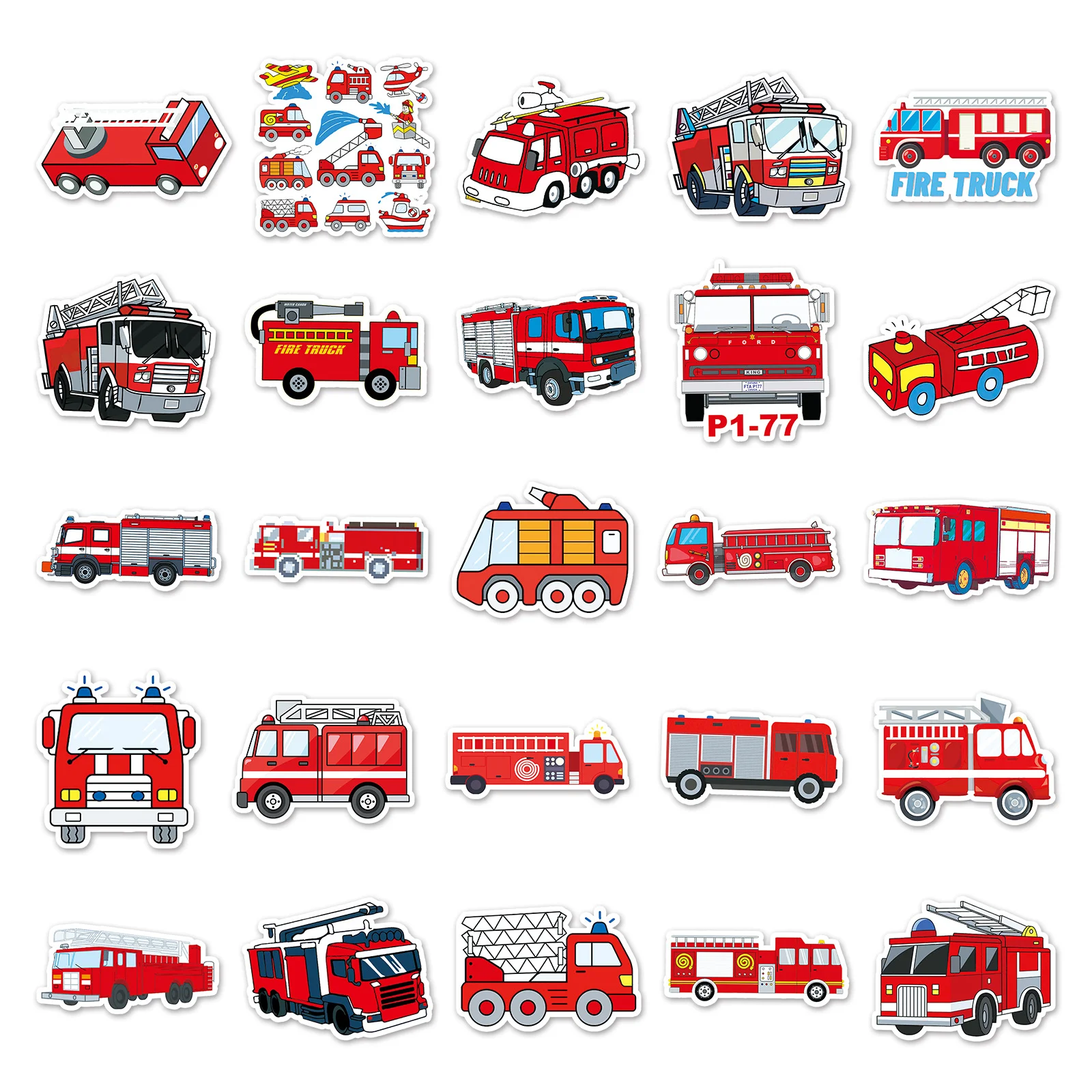 50PCS Fire Truck Vinyl Sticker - огляд і ціна Laptop Original Accessories