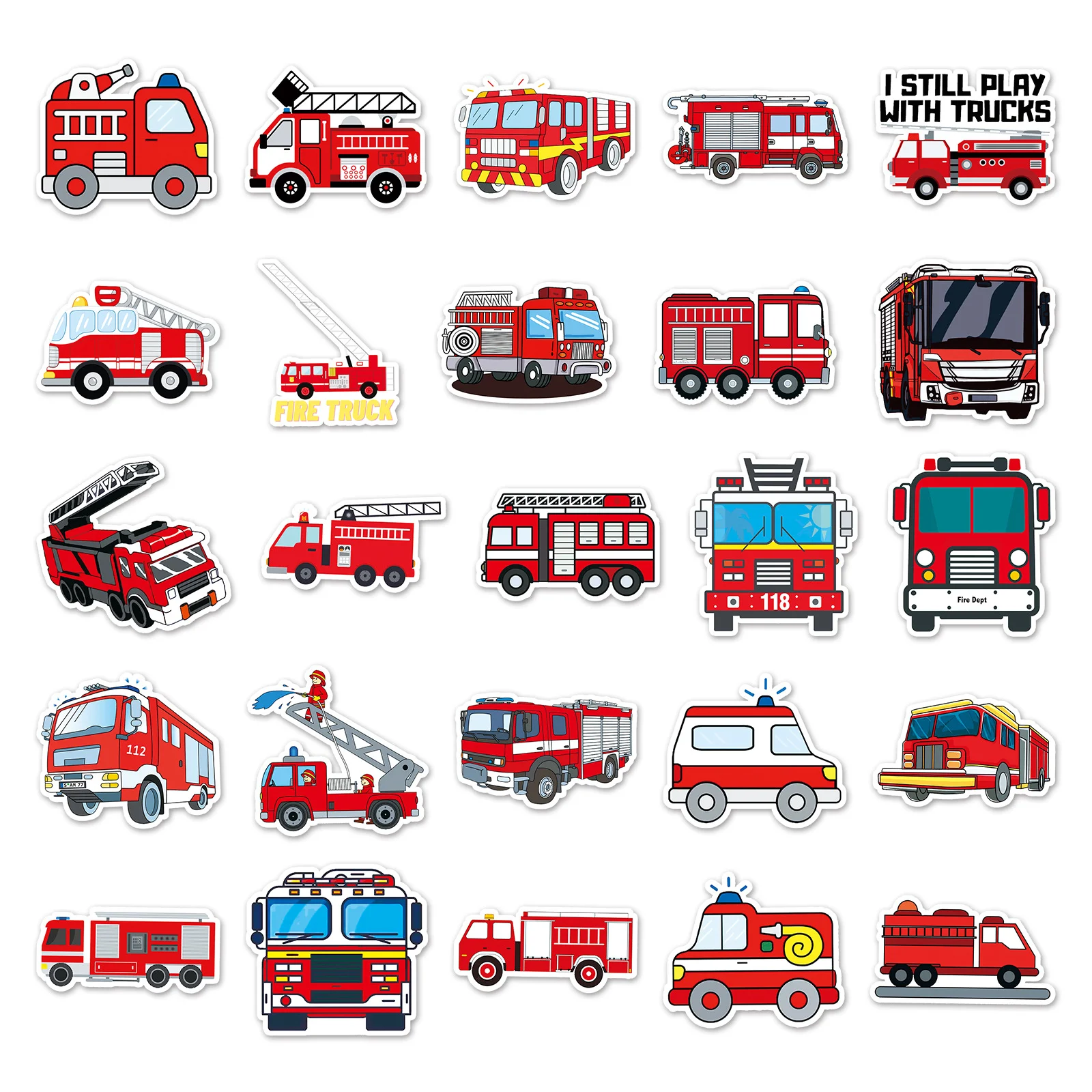 50PCS Fire Truck Vinyl Sticker - огляд і ціна Laptop Original Accessories