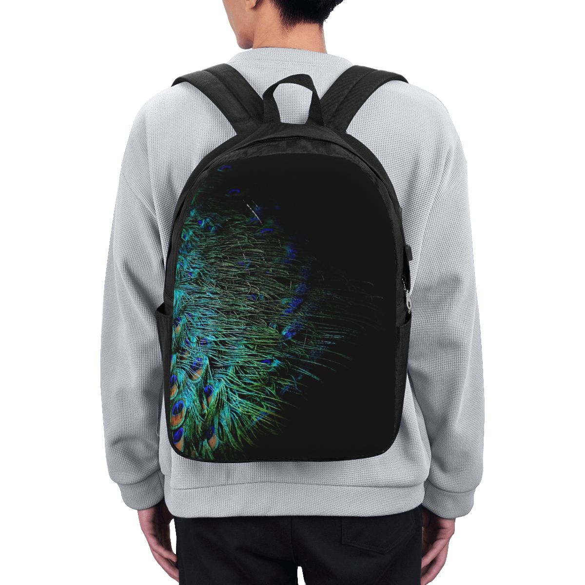 Peacock Feathers On A Black Ba - огляд і ціна Laptop Bag
