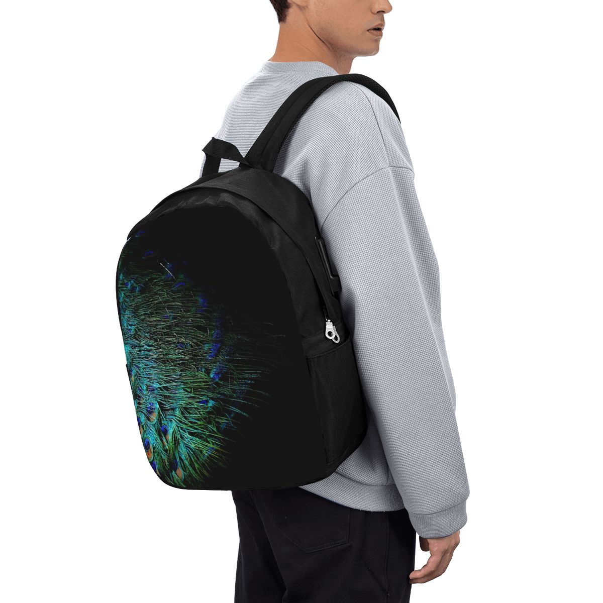 Peacock Feathers On A Black Ba - огляд і ціна Laptop Bag