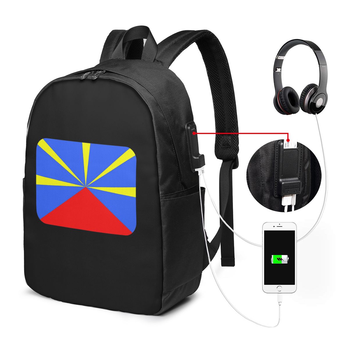 974 Reunion Island Flag Backpa - огляд і ціна Laptop Bag
